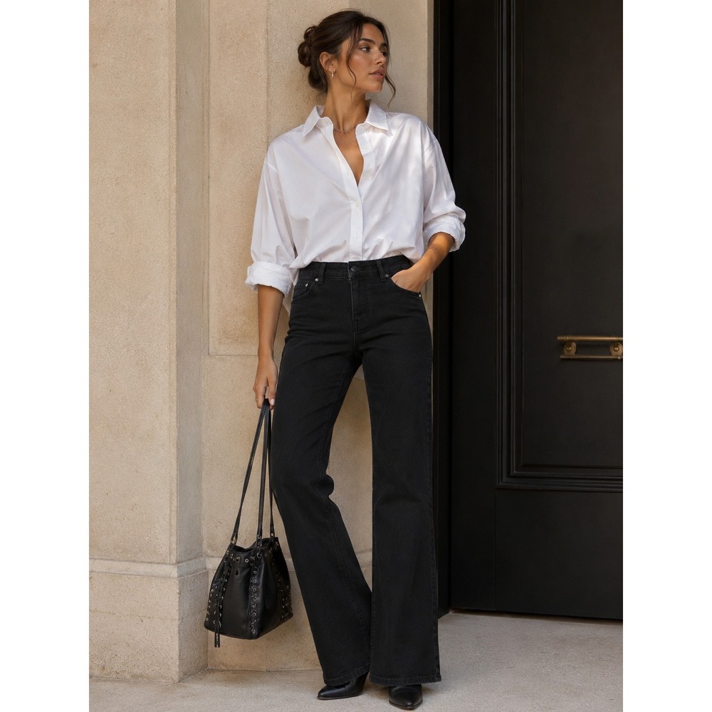 THE KOOPLES Women's New Jeans Stretch Bootcut Flare 26‎ Black Designer